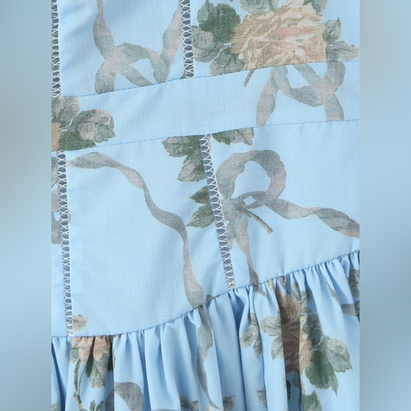 NWT Romantic Floral Midi Dress with Bustier Top & Ruffle Hem Size S-L summer - Picture 10 of 12